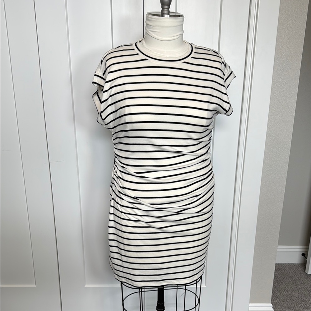 Casual Striped Mini Dress in White and Black
